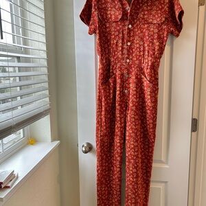 Floral corduroy jumpsuit